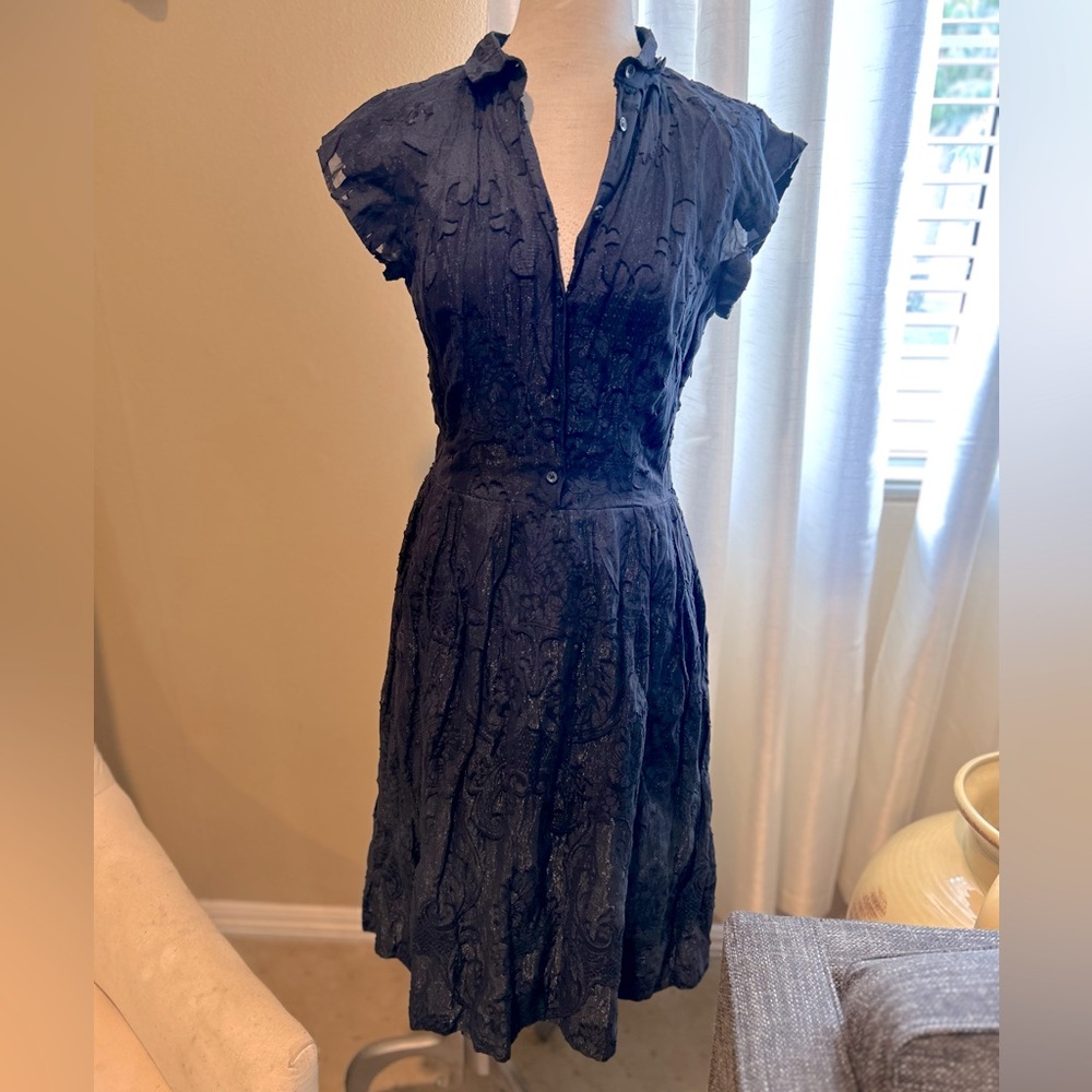 Piazza Sempione Dark Blue Lace Midi Dress